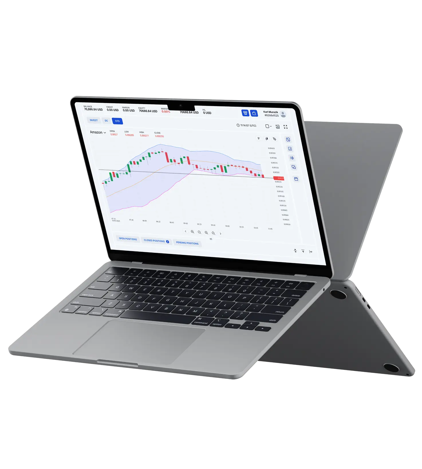 Trading platform on laptop